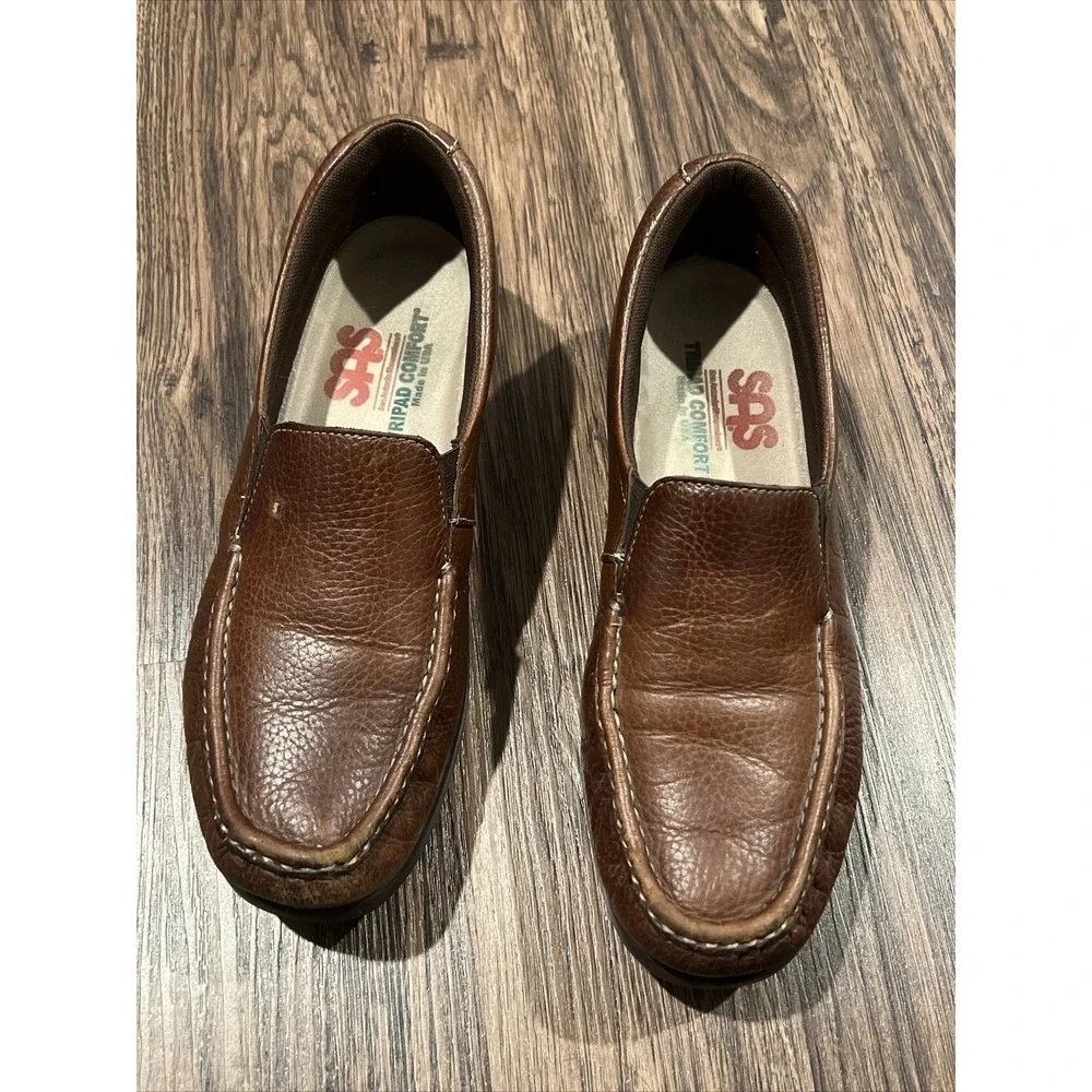 SAS Soft Step Shoes Womens Brown 9S Leather Tripad Comfort Made in USA Slip On